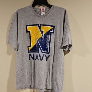 Navy 'N' Graphic Short-Sleeve Tee - Gray with Yellow & Navy